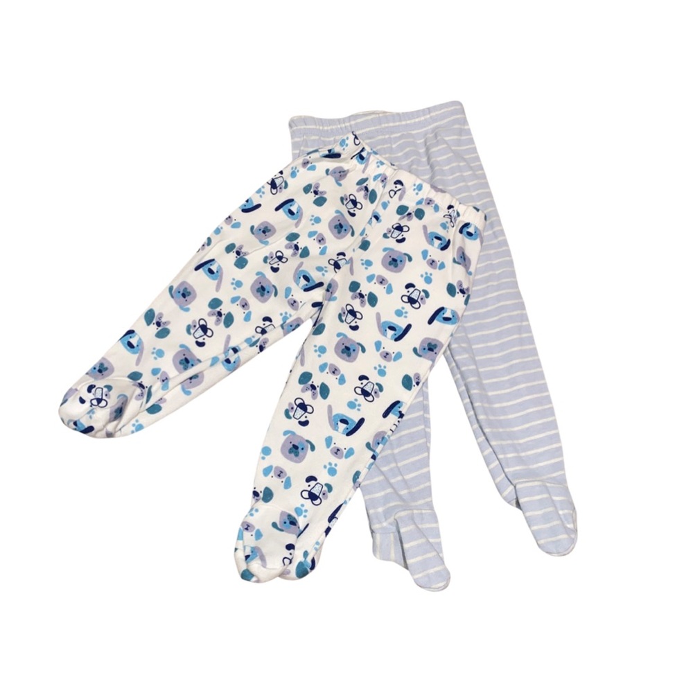 Baby footy pants 6-9 months baby pants dogs and stripes 2 pairs of baby bottoms